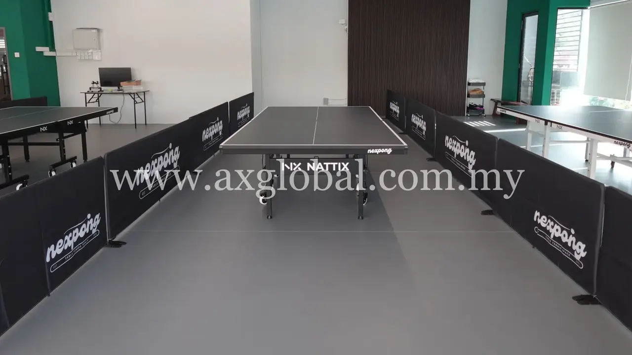 Grey table tennis flooring completed at Nexpong Cheras by AX Global